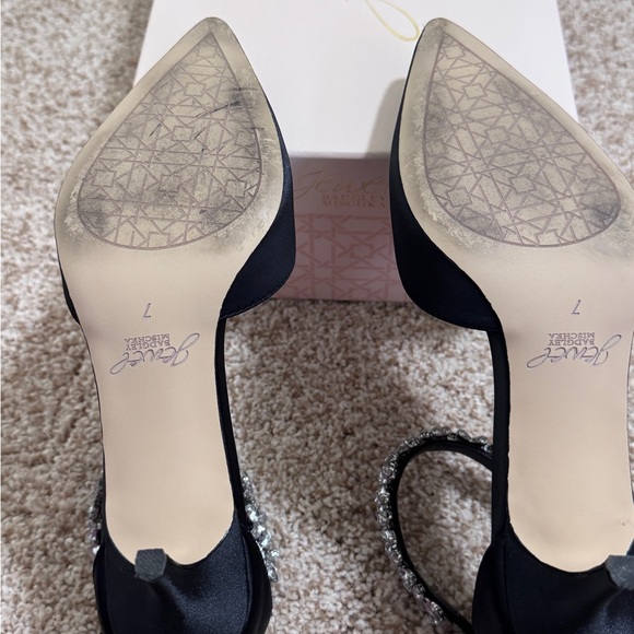 Badgley Mischka Black Heels with Crystal Accents - Picture 3 of 4